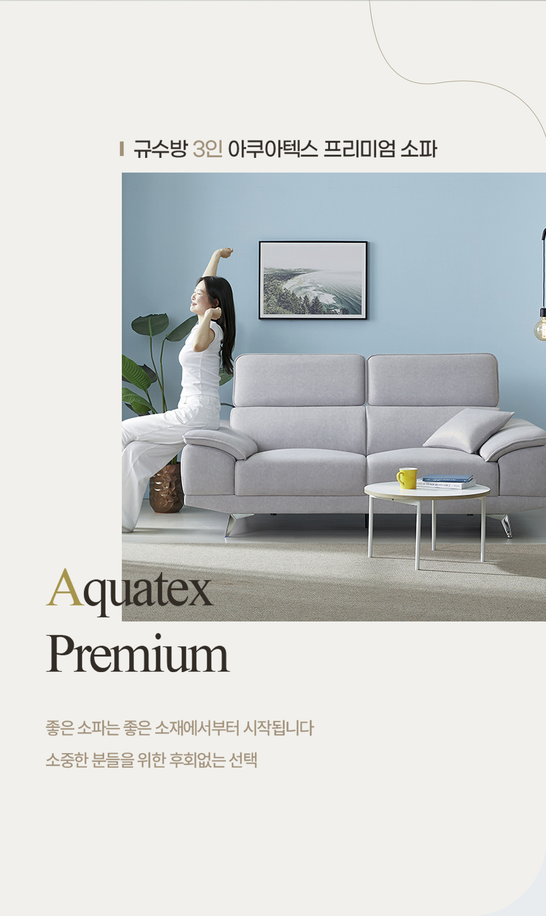 3인 아쿠아텍스 프리미엄 소파